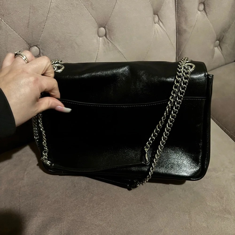 Coach Elodie Crossbody Bag Shiny smooth leather black